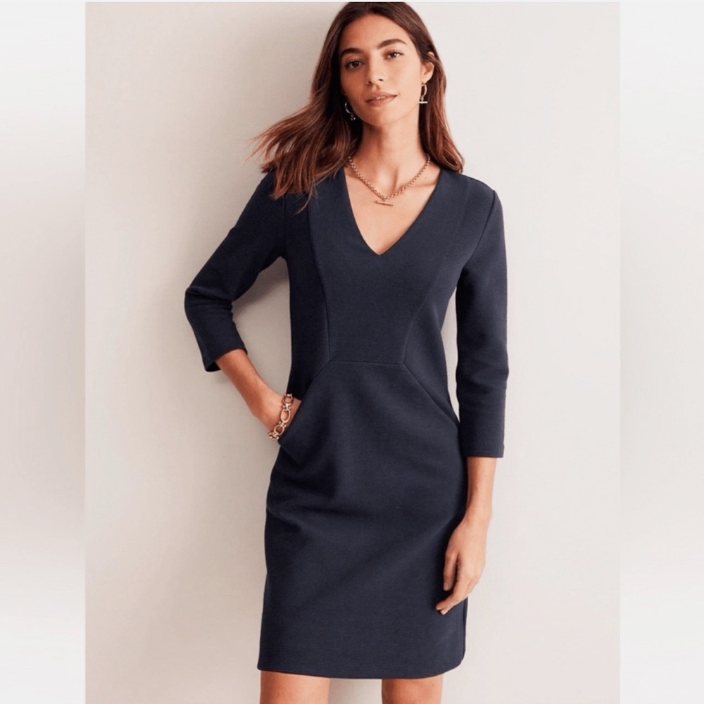 Boden Brontë Ottoman Navy Long Sleeve Dress